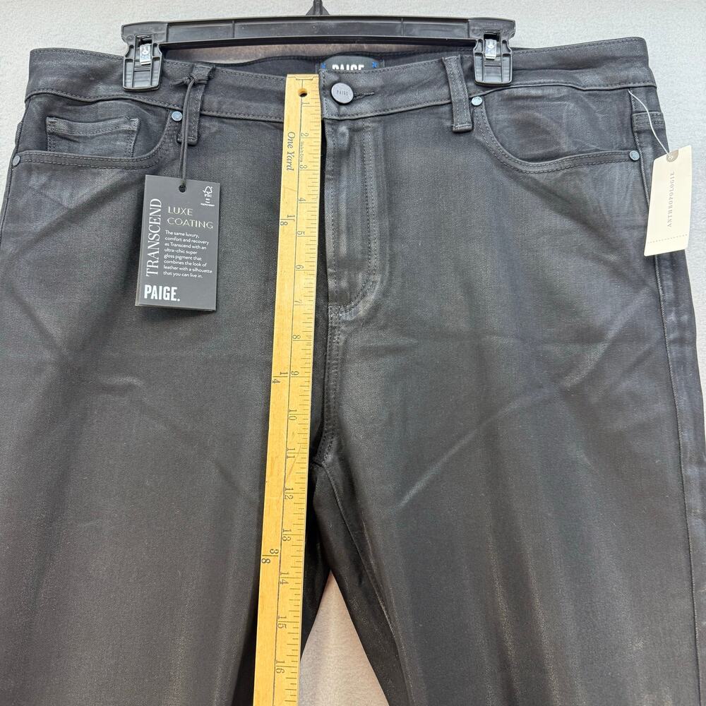 Paige Pants Women's 33 (16) Black Claudine Transend Lux Coating Antrhopologie - Picture 14 of 16